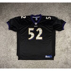 Vintage Reebok Ray Lewis #52 Baltimore Ravens Black Alternate Jersey Size 56